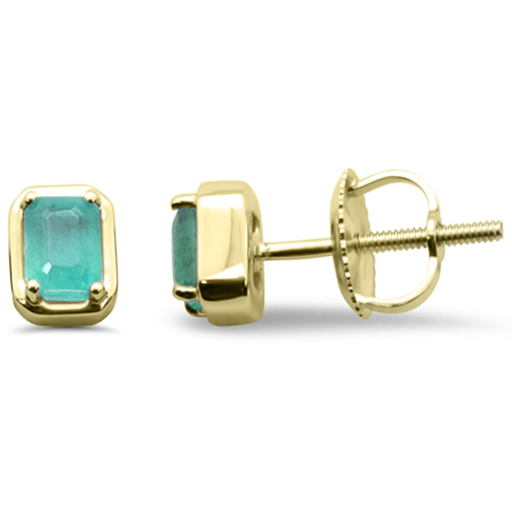 14K yellow gold stud earrings with 0.37ct emeralds