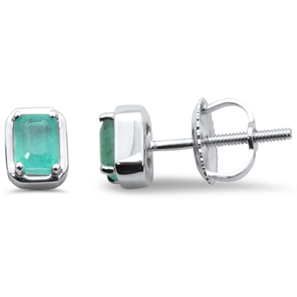 Emerald Earrings in 14K White Gold 0.4 CT
