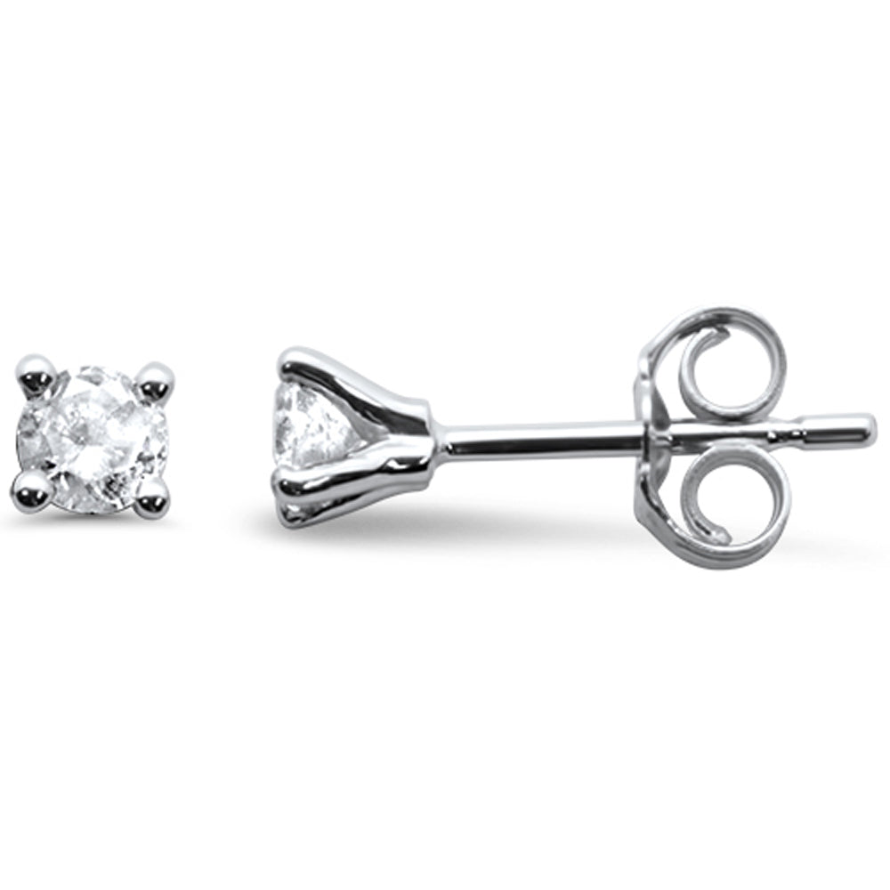Aretes Stud Solitaire De Diamante En Oro Blanco De 14K .98Ct