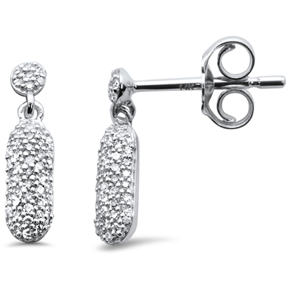 Aretes Drop De Diamante En Oro Blanco De 14K .13Ct