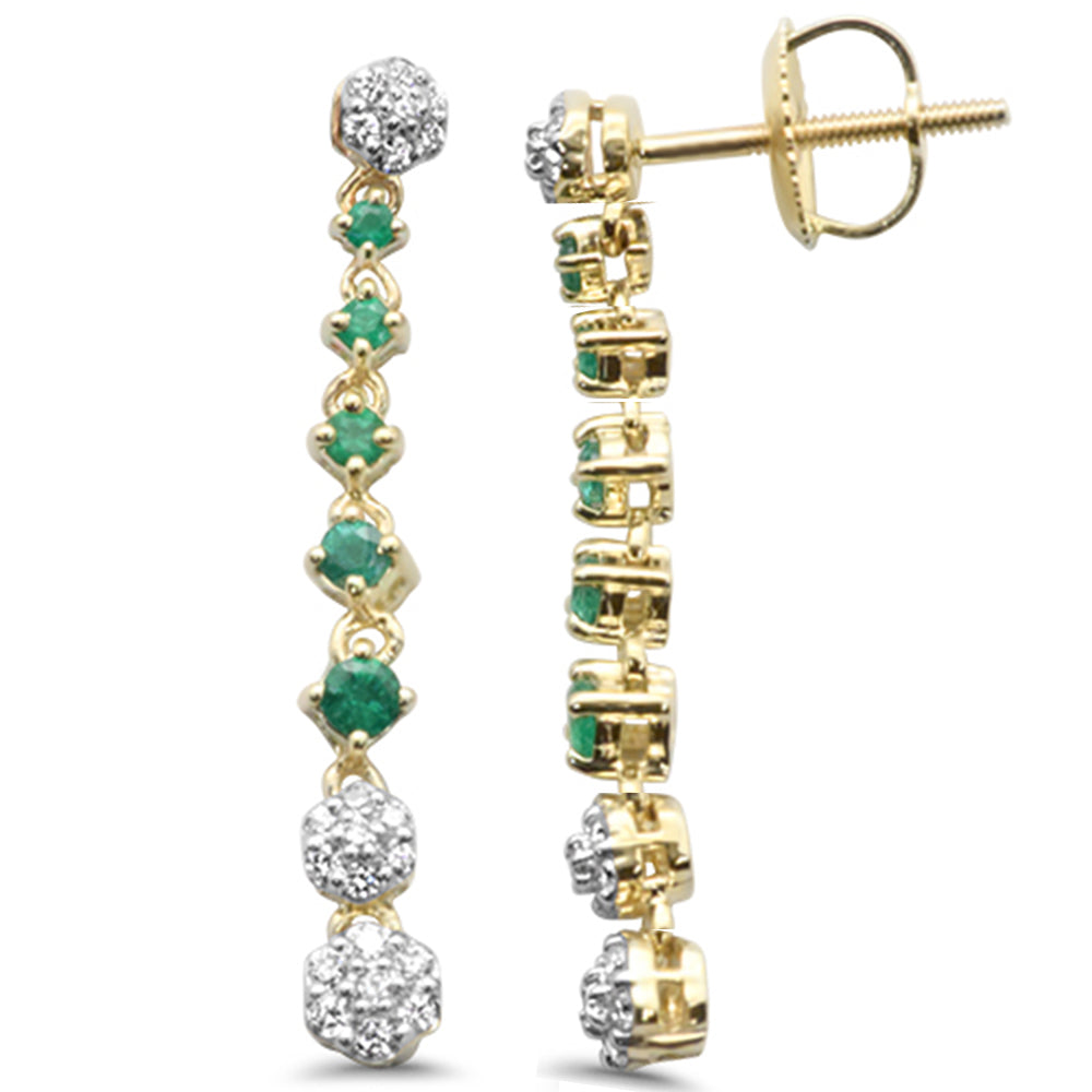 Diamond &amp; Emerald Earrings in 14K Yellow Gold 0.47 CT