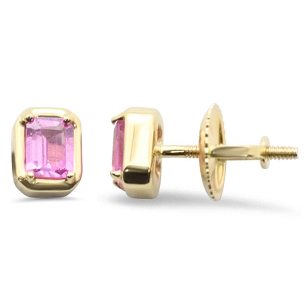 Aretes Stud De Zafiro Rosa En Oro Amarillo De 14K .40Ct