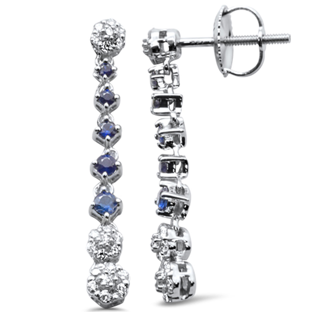 14K white gold drop earrings with diamonds and blue sapphire, 0.5CT.