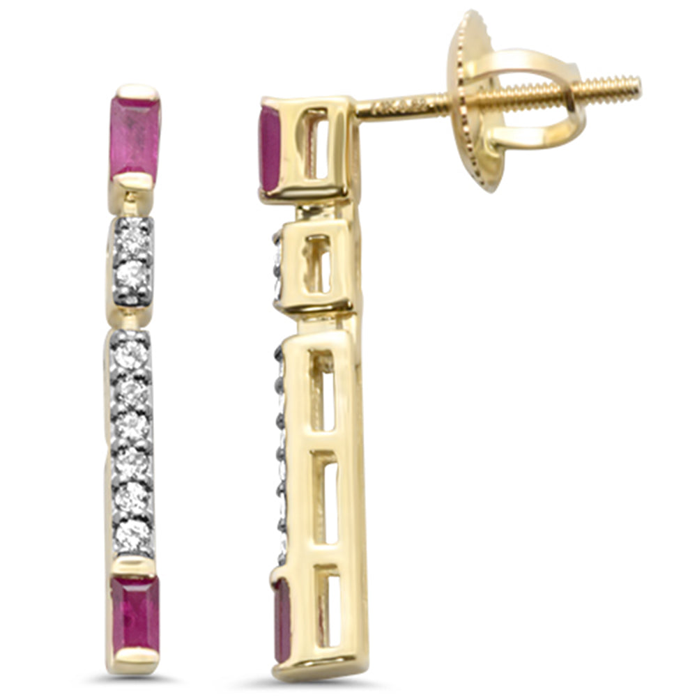 Diamond &amp; Ruby Earrings in 14K Yellow Gold 0.36 CT