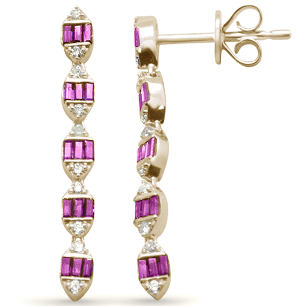 Diamond &amp; Ruby Earrings in 14K Yellow Gold 0.42 CT