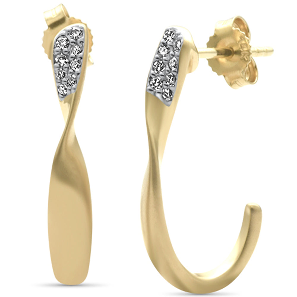 Aretes Hoop De Diamante En Oro Amarillo De 14K .10Ct