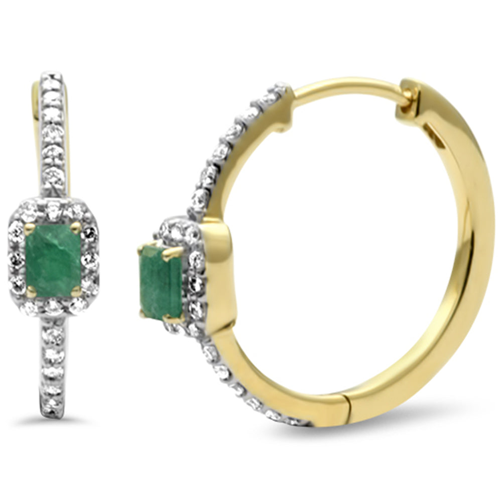 Diamond &amp; Emerald Earrings in 14K Yellow Gold 0.86 CT