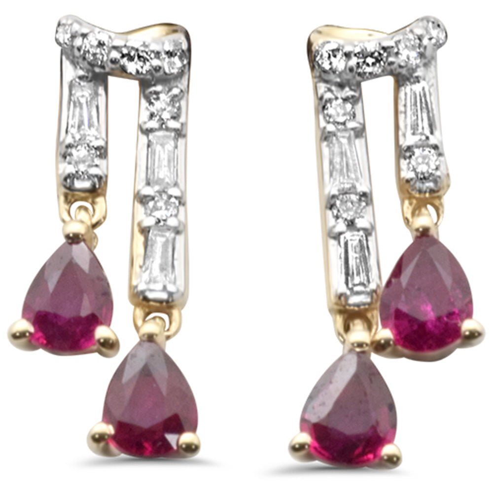 Diamond &amp; Ruby Earrings in 14K Yellow Gold 0.77 CT