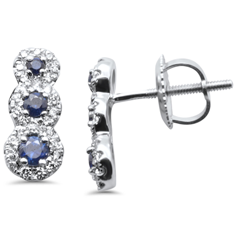 Blue sapphire and diamond drop earrings in 14K white gold, 0.47CT.