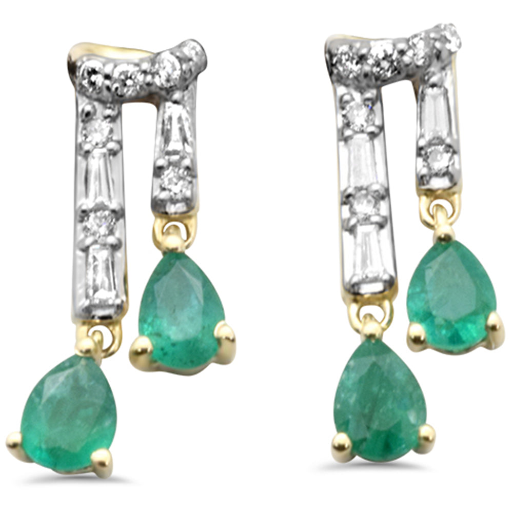Diamond &amp; Emerald Earrings in 14K Yellow Gold 0.78 CT