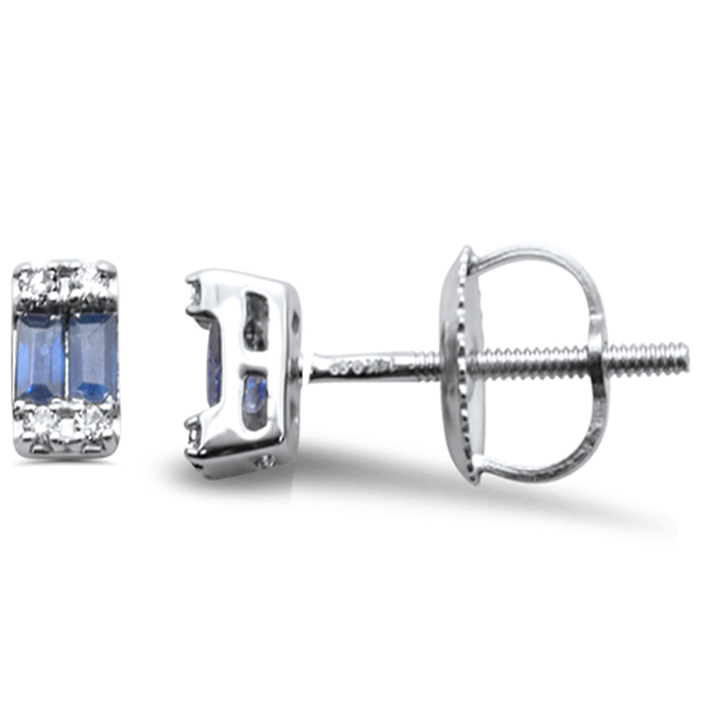 14K white gold earrings with diamonds and blue sapphire, 0.17CT.