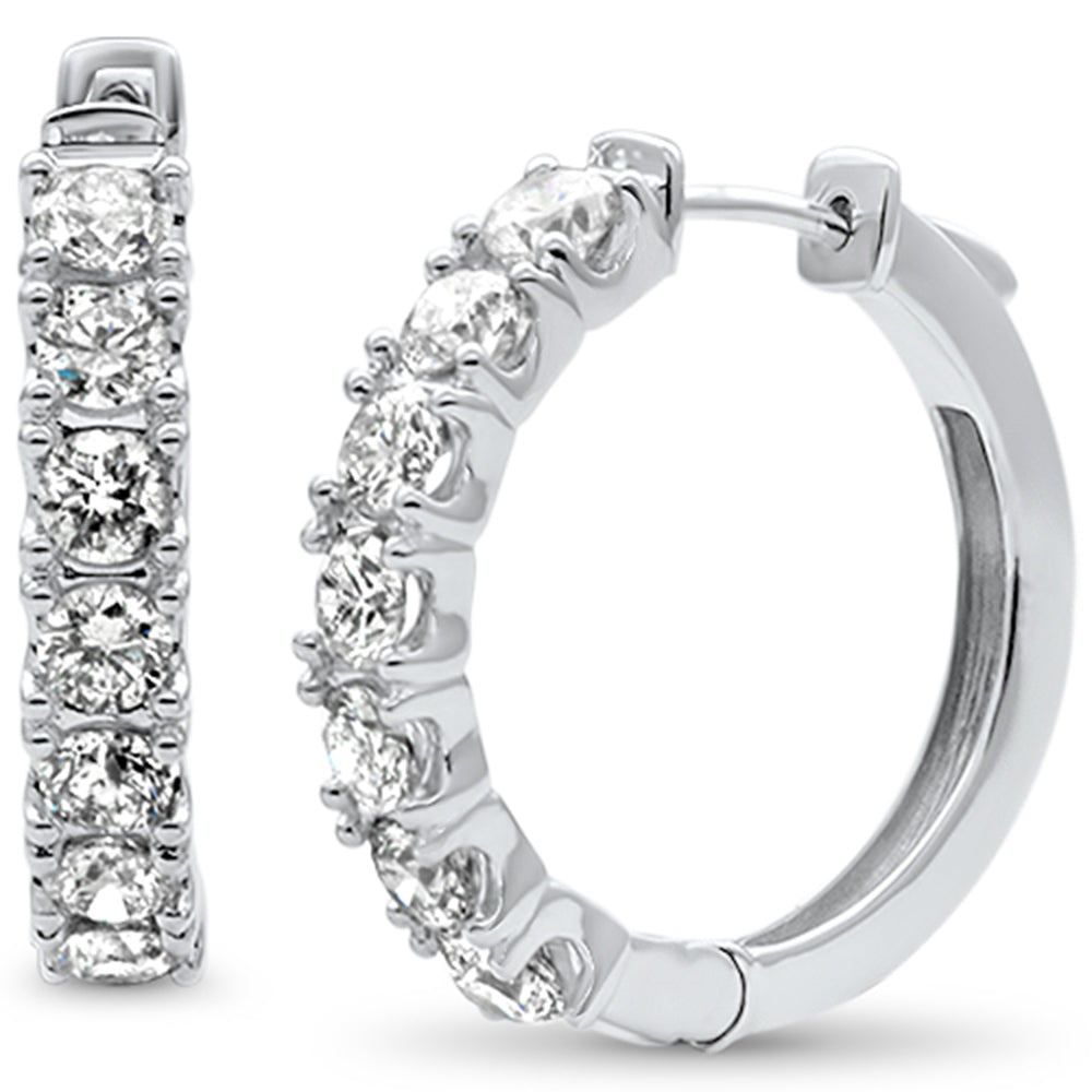 Aretes Hoop De Diamante En Oro Blanco De 14K 3.25Ct