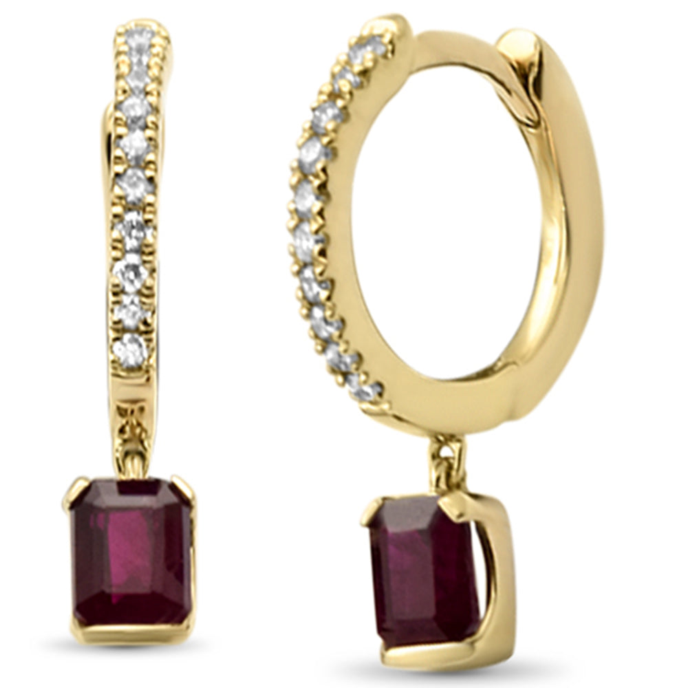 Diamond &amp; Ruby Earrings in 14K Yellow Gold 0.68 CT