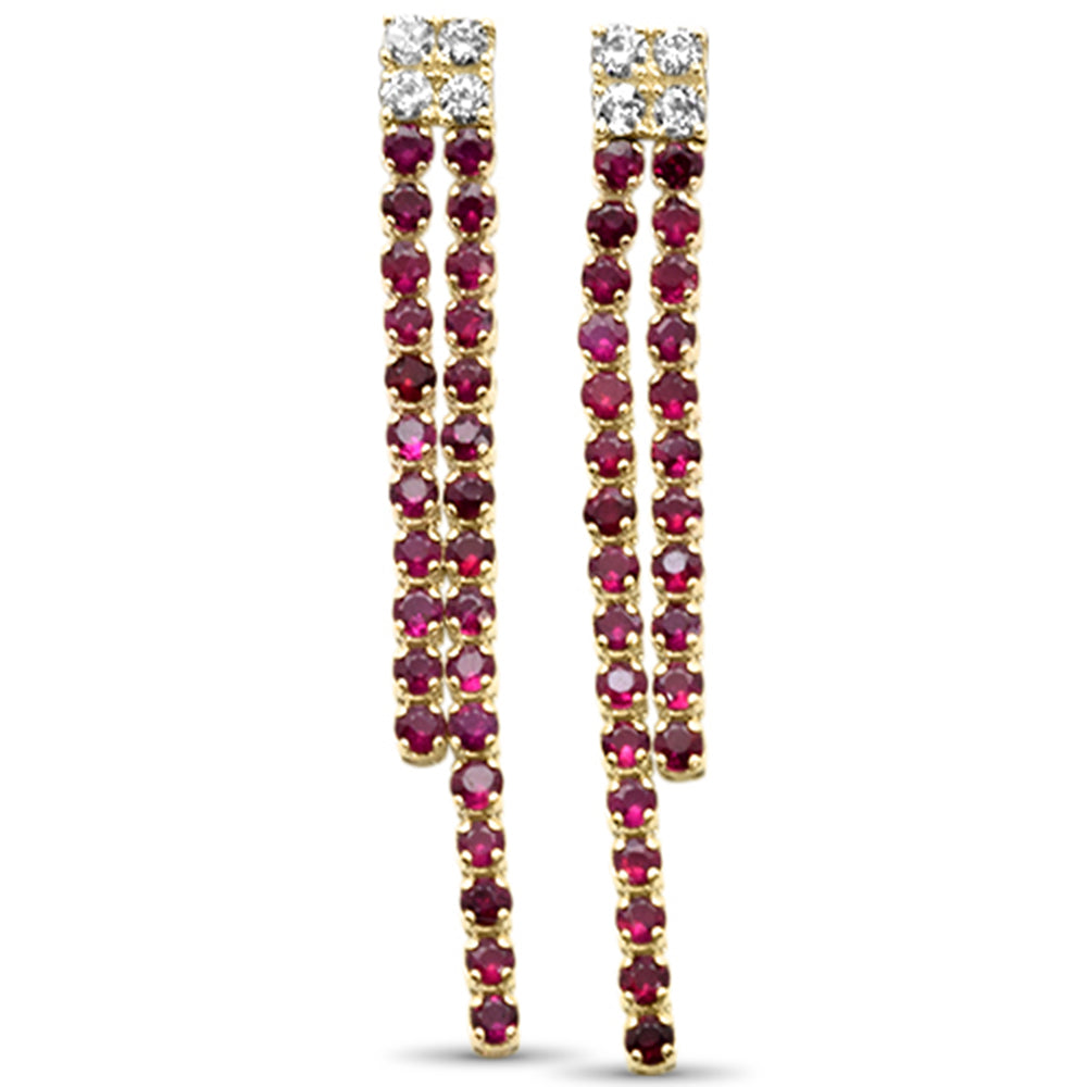 Diamond &amp; Ruby Earrings in 14K Yellow Gold 1.03 CT