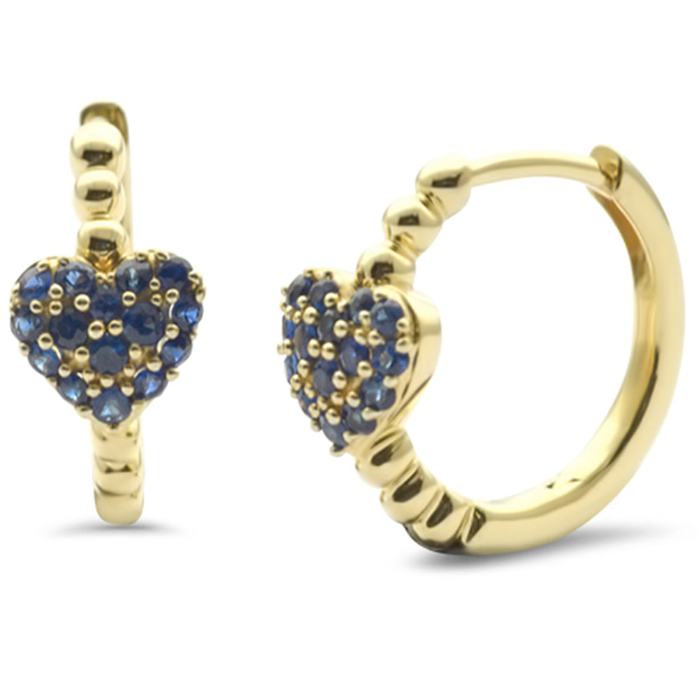 Blue Sapphire Hoop Earrings in 14K Yellow Gold, 0.32CT.