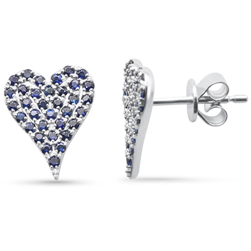 Aretes Corazón De Zafiro Azul En Oro Blanco De 14K .51Ct
