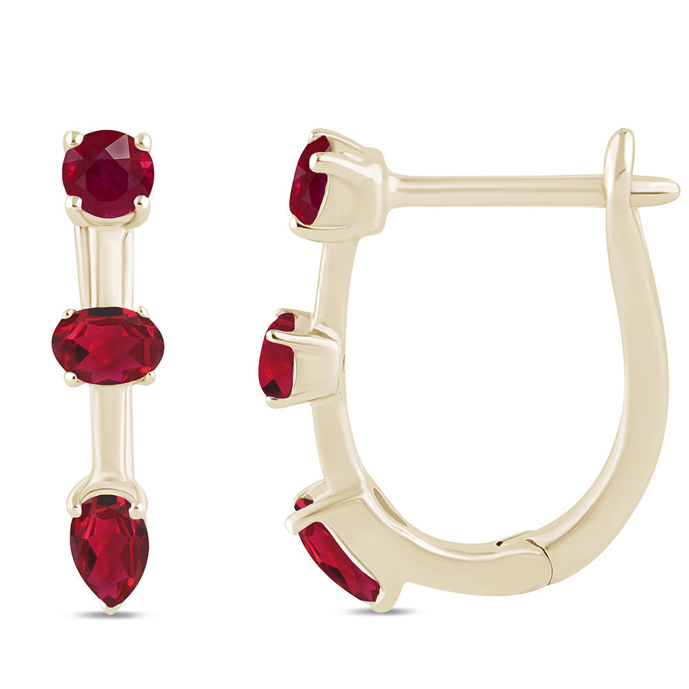 Ruby Earrings in 14K Yellow Gold .79 CT