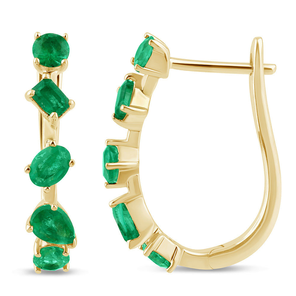 14K yellow gold earrings with 1.07ct emeralds.