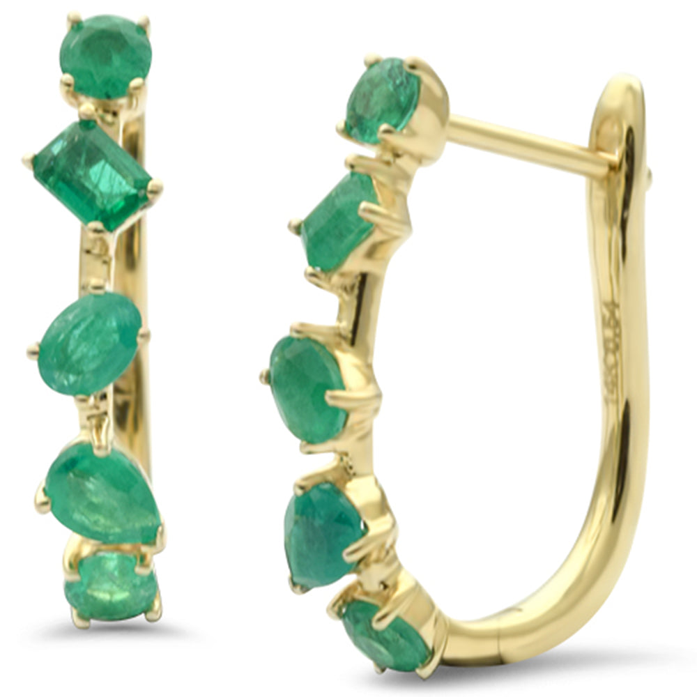 14K yellow gold earrings with 1.07ct emeralds.