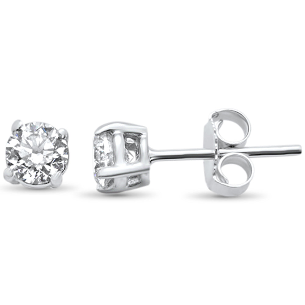 Aretes Solitaire De Diamante En Oro Blanco De 14K 1.24Ct