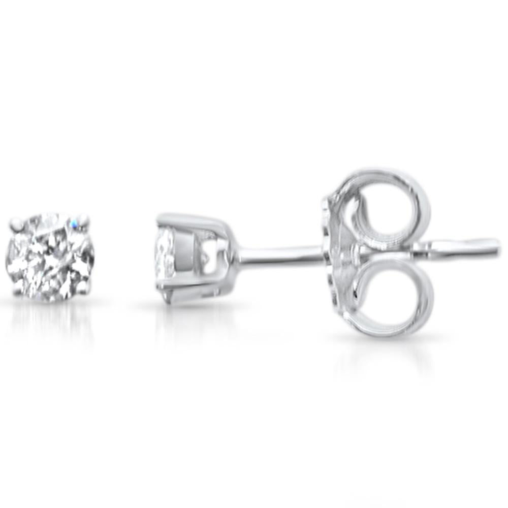 Aretes Stud Solitaire De Diamante En Oro Blanco De 14K .23Ct