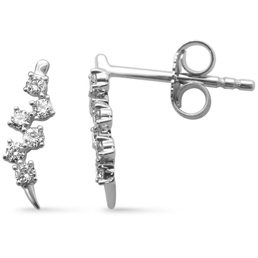Aretes Drop De Diamante En Oro Blanco De 14K .16Ct
