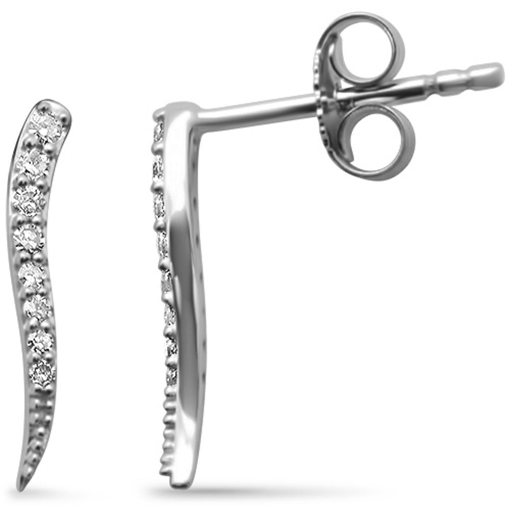 Aretes Drop De Diamante En Oro Blanco De 14K .10Ct
