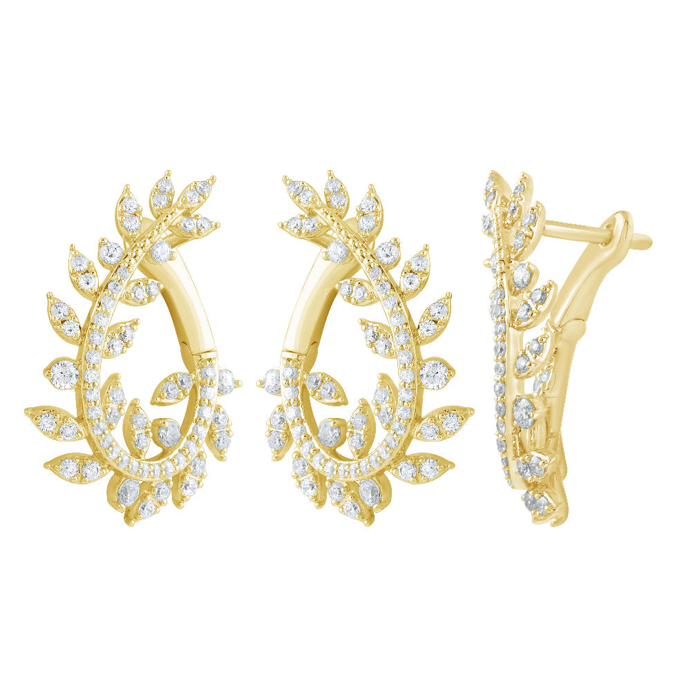 Aretes De Diamante En Oro Amarillo De 14K .95Ct