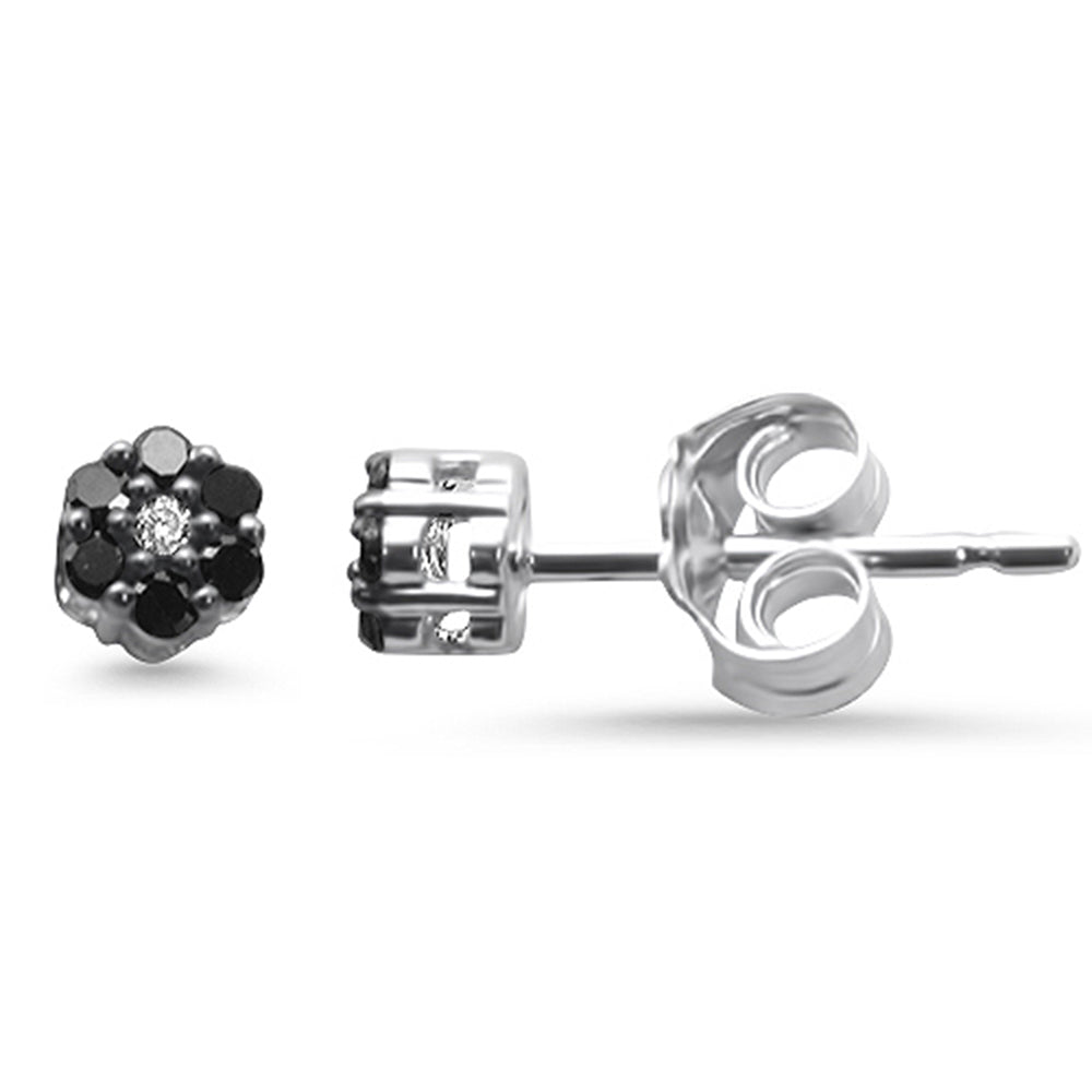 Aretes Flor De Diamante En Oro Blanco De 14K .13Ct