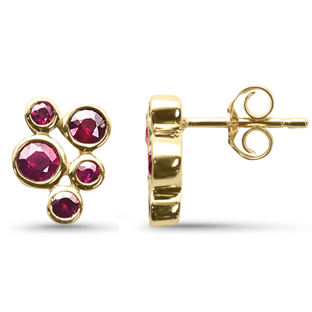 Aretes Bezel De Rubí Y Diamante En Oro Amarillo De 14K 1.03Ct