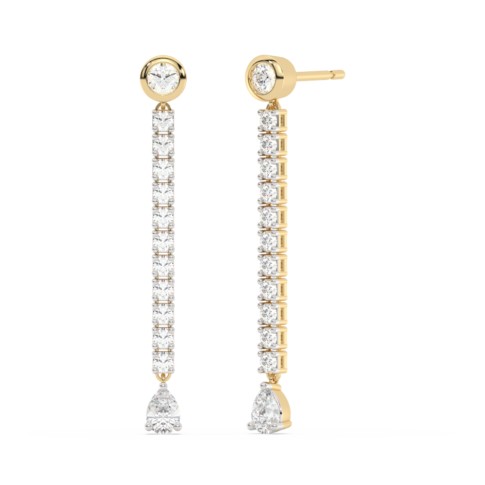 Aretes Drop De Diamante En Oro Amarillo De 14K 1.0Ct