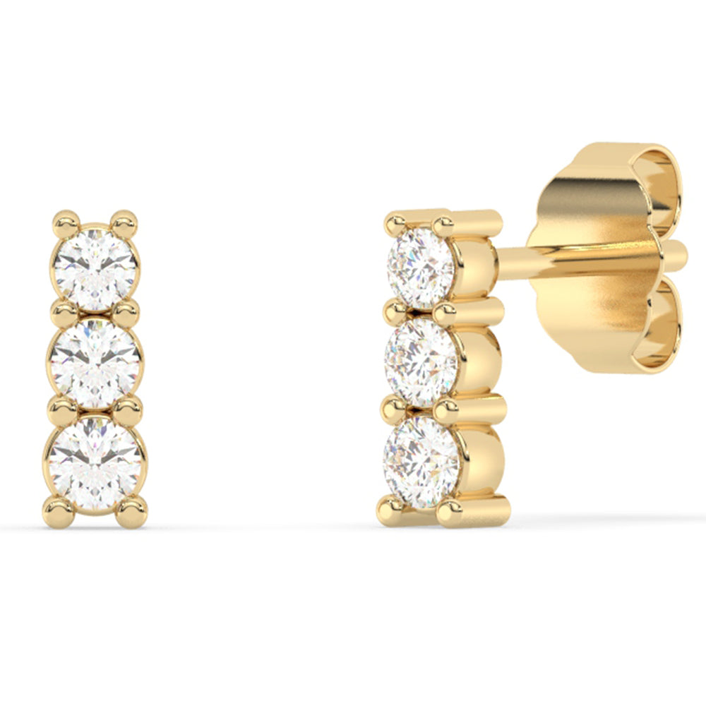 Aretes De Diamante En Oro Amarillo De 14K .33Ct