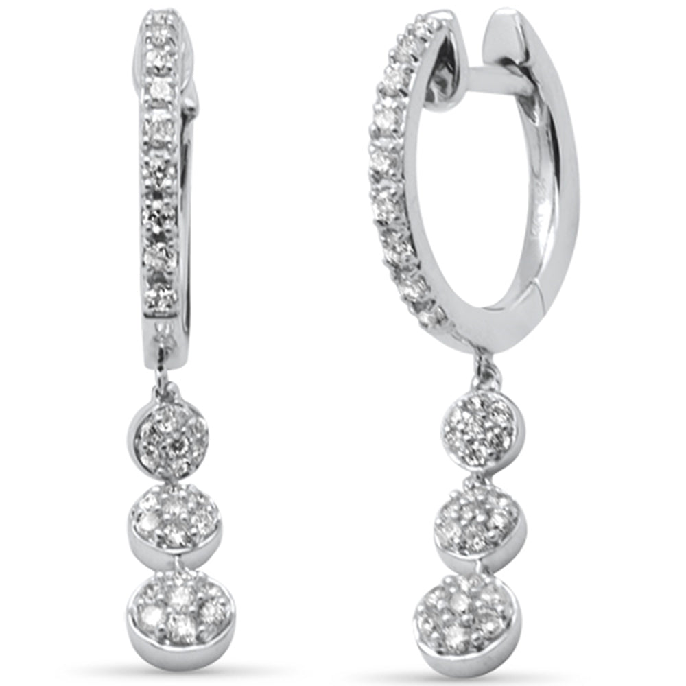Aretes Hoop De Diamante En Oro Blanco De 14K .34Ct