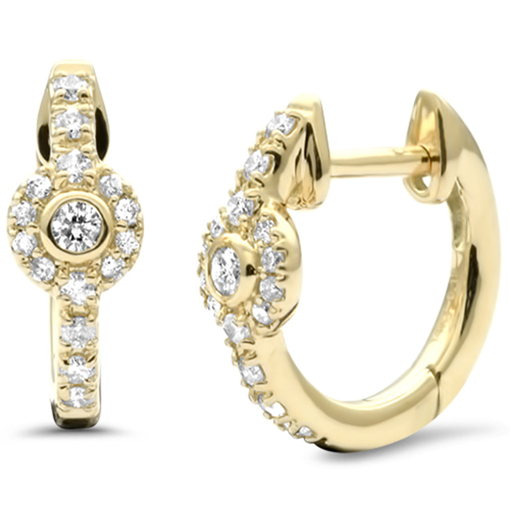 Aretes Hoop De Diamante En Oro Amarillo De 14K .19Ct