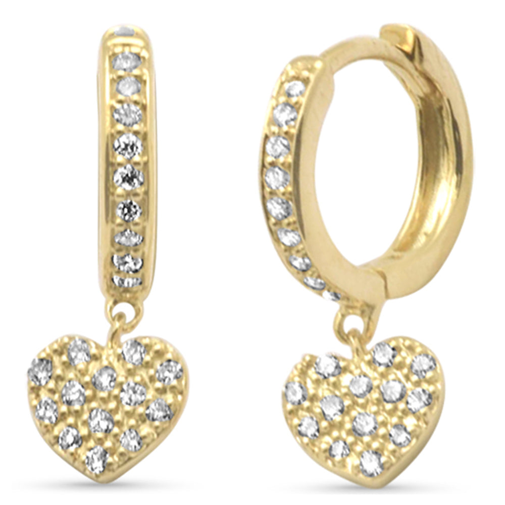 Aretes Hoop Corazón De Diamante En Oro Amarillo De 14K .16Ct