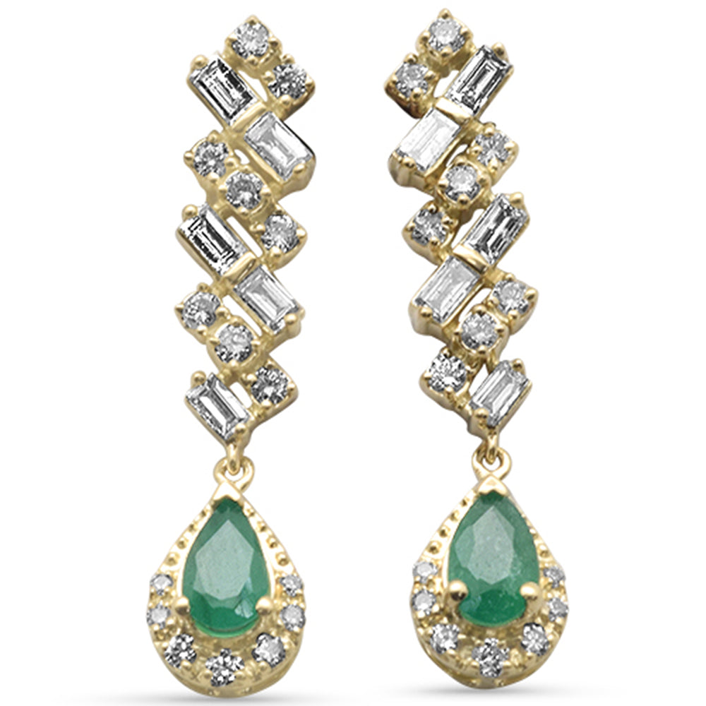 Diamond &amp; Emerald Earrings in 14K Yellow Gold 0.81 CT