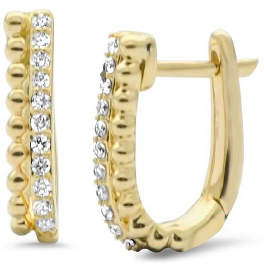 Aretes Hoop De Diamante En Oro Amarillo De 14K .17Ct