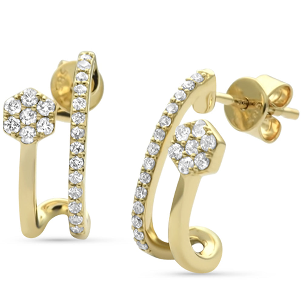 Aretes Hoop De Diamante En Oro Amarillo De 14K .34Ct