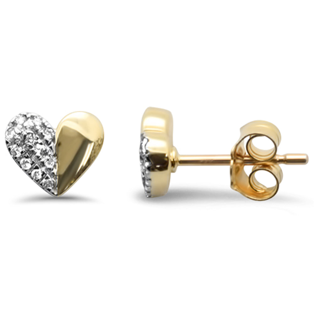 Aretes Corazón De Diamante En Oro Amarillo De 14K .08Ct