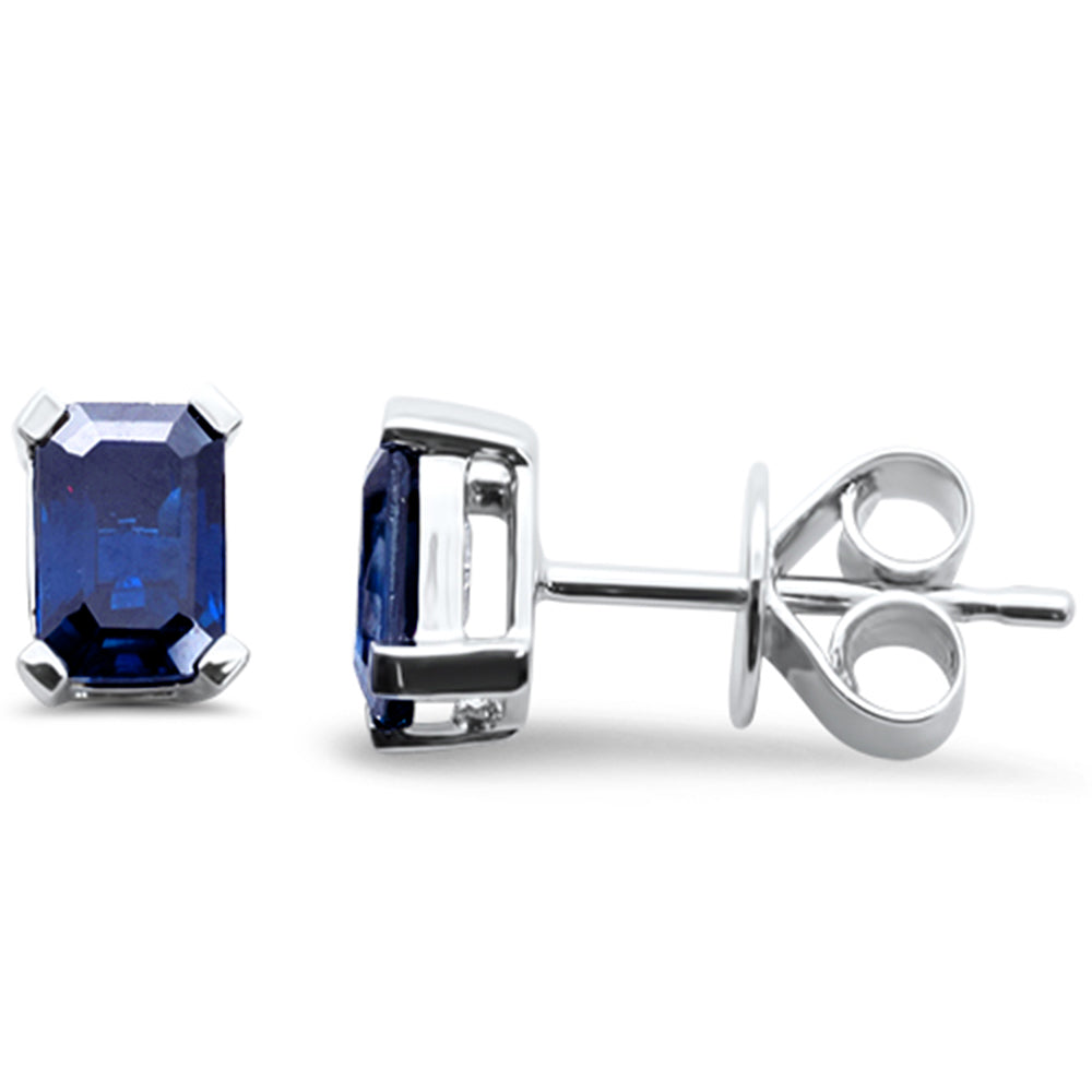 Earrings with blue sapphire and 14K white gold, 1.23CT.