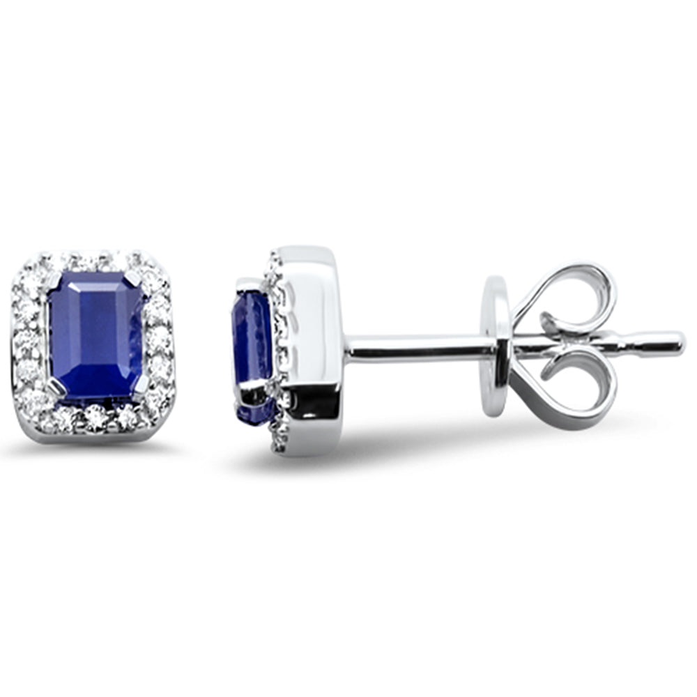 14K white gold earrings with diamonds and blue sapphire, 0.73CT.