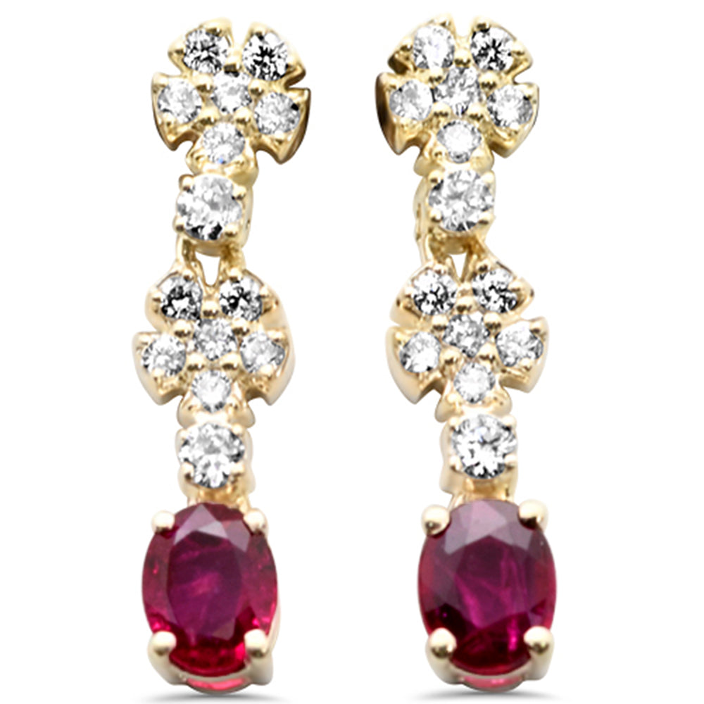 Diamond &amp; Ruby Earrings in 14K Yellow Gold 0.56 CT