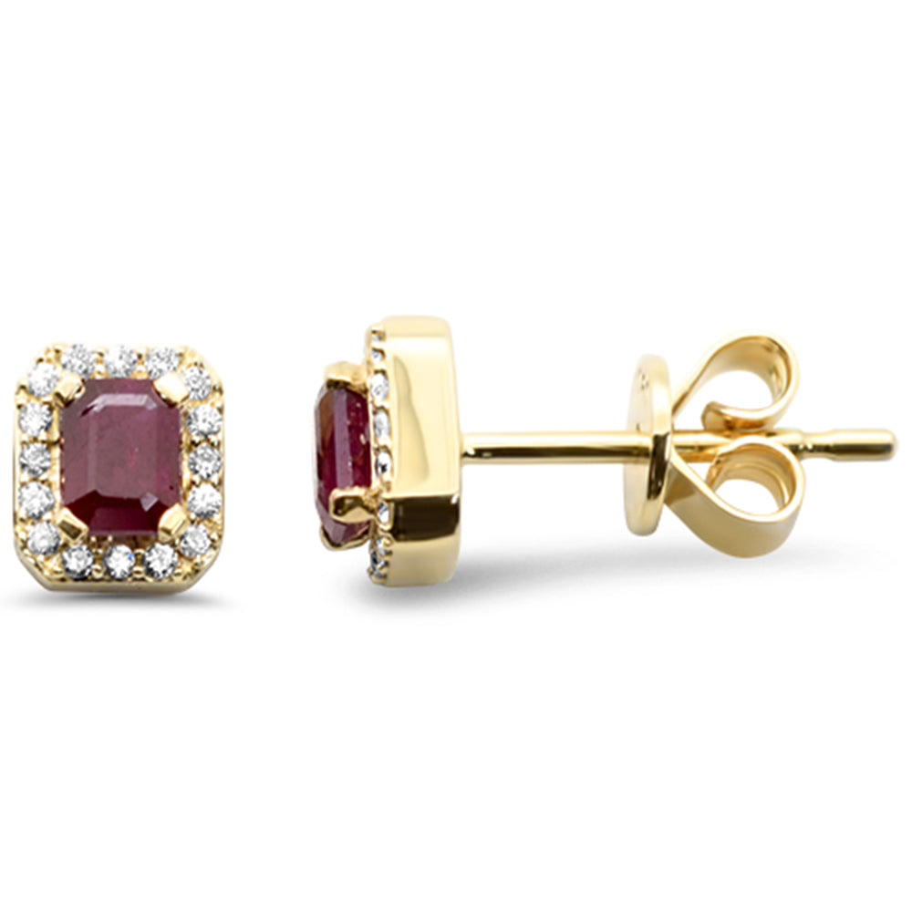 Diamond &amp; Ruby Earrings in 14K Yellow Gold 0.67 CT