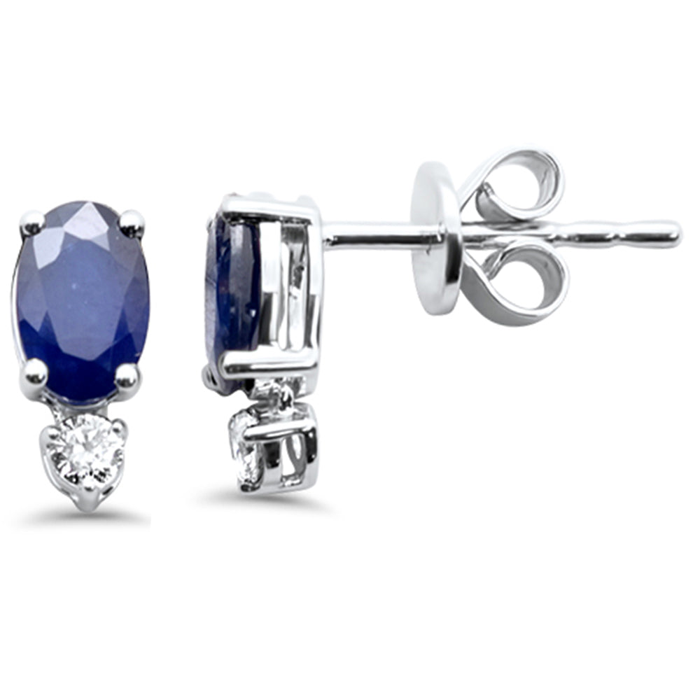 14K white gold earrings with diamonds and blue sapphire, 1.94CT.
