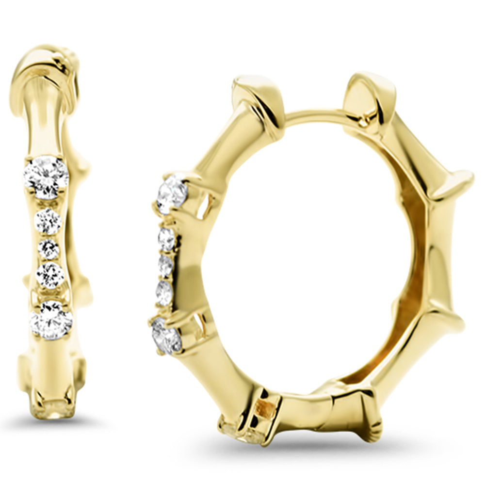 Aretes Hoop De Diamante En Oro Amarillo De 14K .22Ct