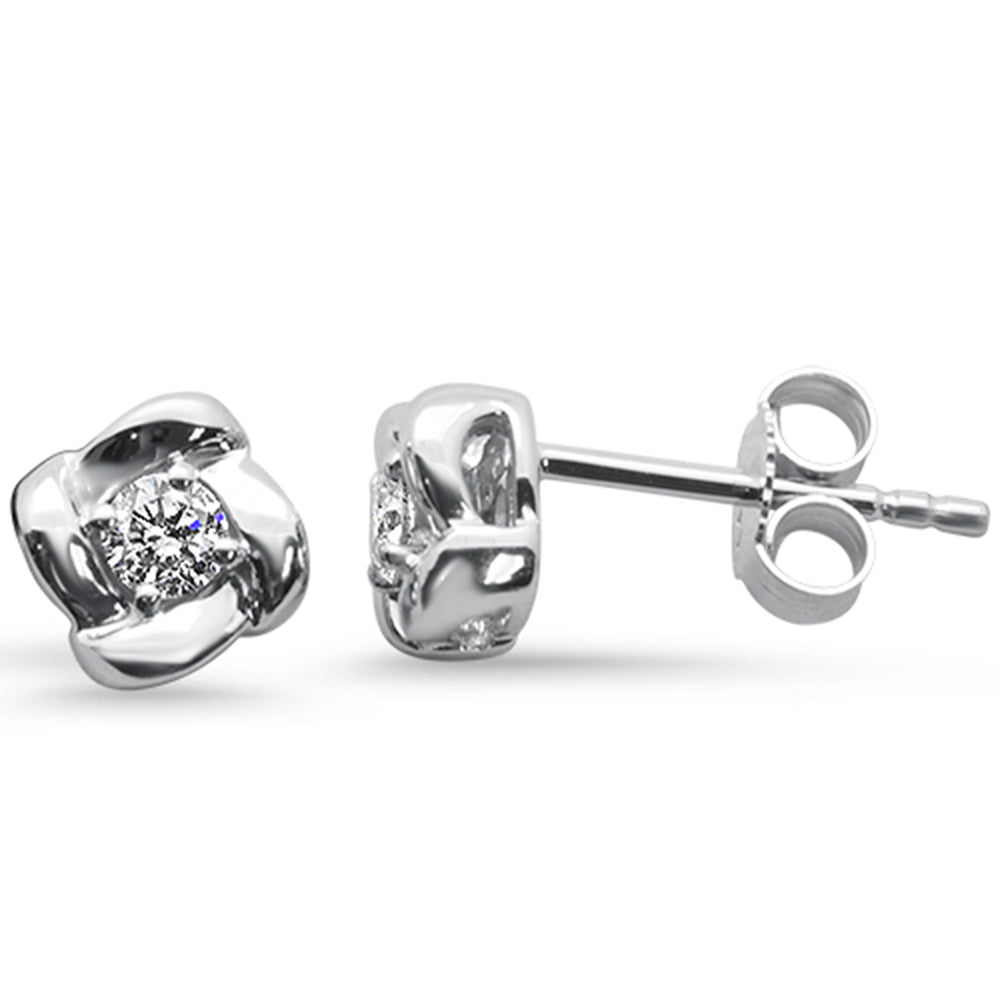 Aretes Stud Flor De Diamante En Oro Blanco De 14K .19Ct