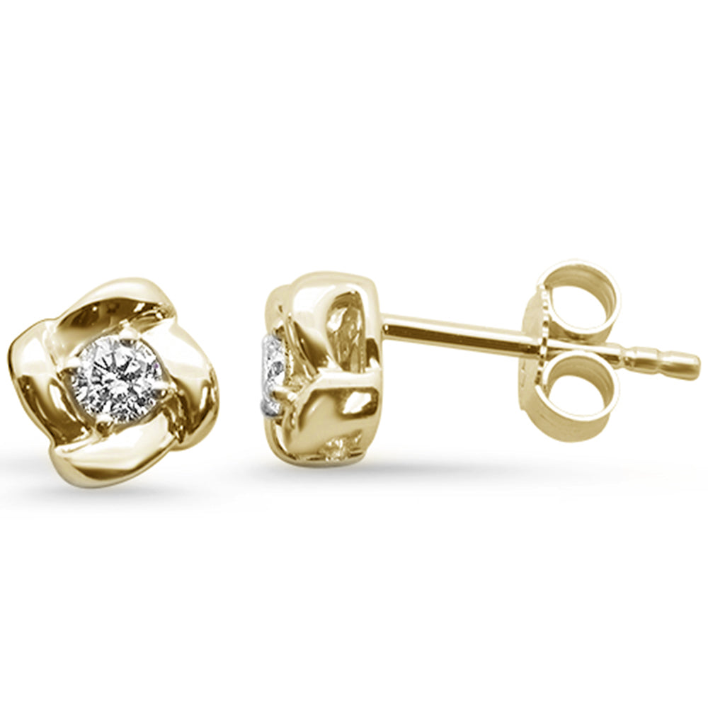Aretes Stud Flor De Diamante En Oro Amarillo De 14K .19Ct