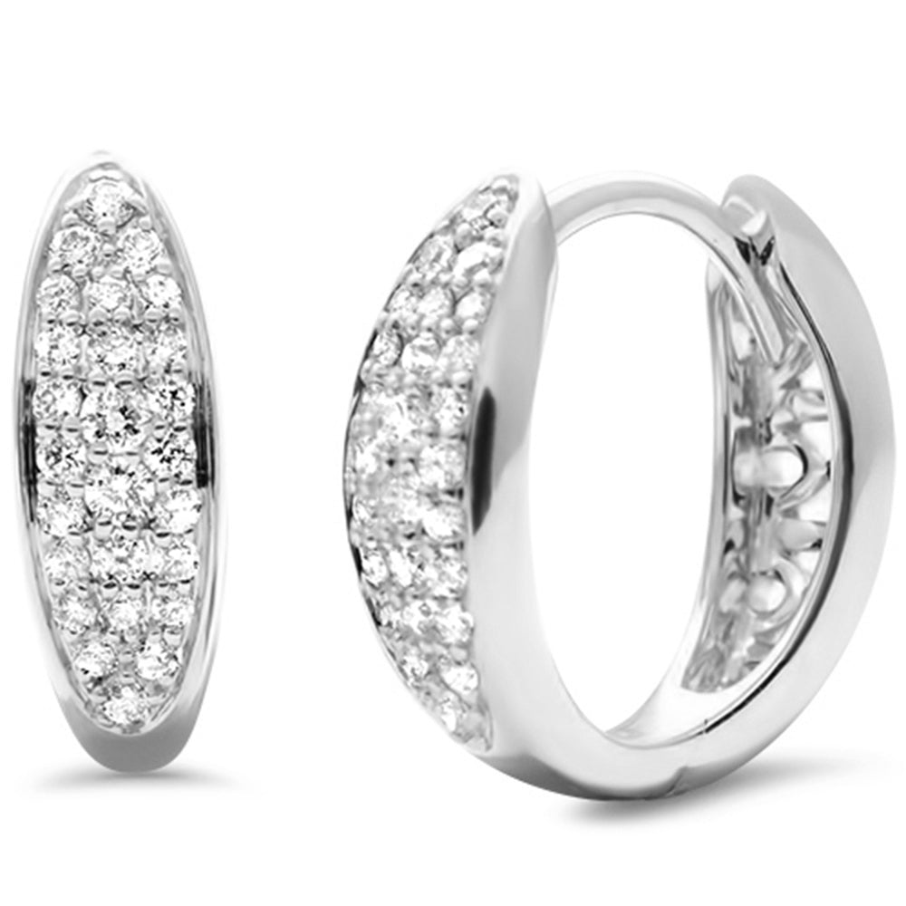 Aretes Hoop Pavé De Diamante En Oro Blanco De 14K .25Ct