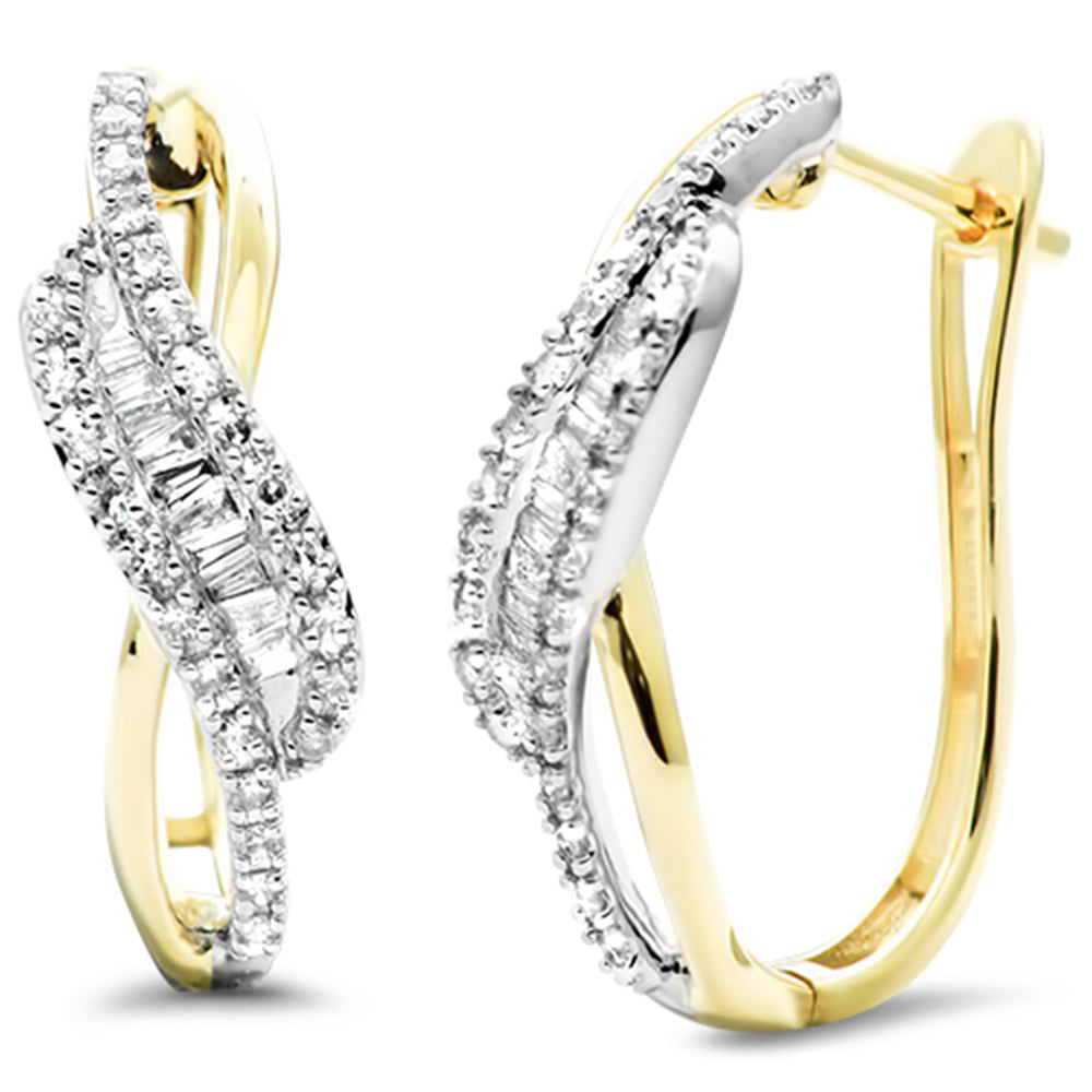 Aretes Hoop De Diamante En Oro Amarillo De 14K .32Ct
