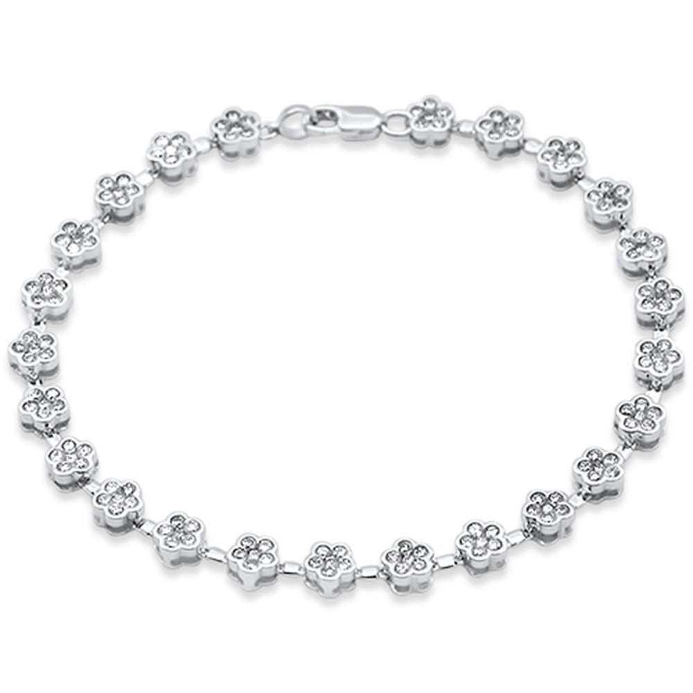 Pulsera Flor De Diamante En Oro Blanco De 14K 12.51Ct